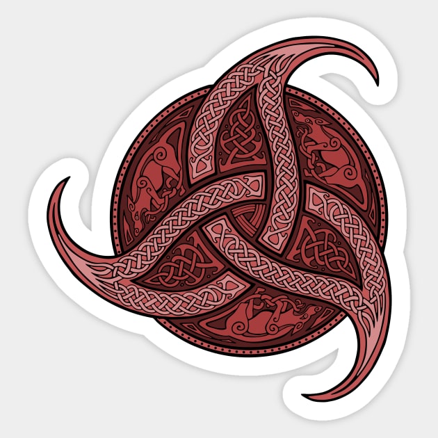 Trinity Knot - Crimson Sticker by Daniel Ranger